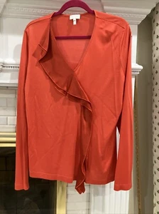 Escada XL Red Blouse Top NWOT Lots Of Stretch, V Neck Casual Or Dress Up Glam - Picture 1 of 11