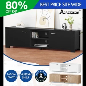ALFORDSON TV Cabinet Entertainment Unit Stand Storage Shelf 160cm Black - Picture 1 of 48