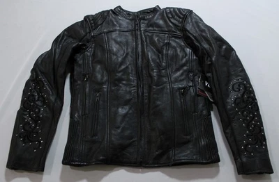 Unik Women's Premium Conceal Carry Leather Motorcycle Jacket LB3 Black Small - Image 1 of 4