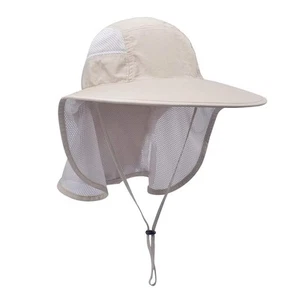 Unisex Outdoor Activities UV Protecting Sun Hats with Neck Flap Khaki - Picture 1 of 6
