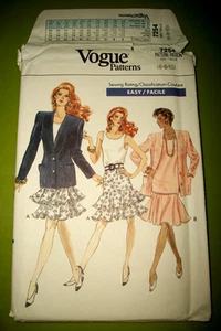 Vintage Miss MP Vogue Pattern 7254 Jacket Top Flounce Skirt UNCUT Size 6 8 10 FF - Picture 1 of 3