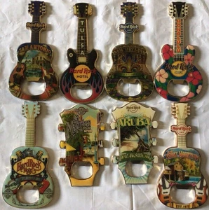 Lot 8 Hard Rock Cafe Hotel Guitar Bottle Opener Magnet Collector’s Magnetic - Picture 1 of 6