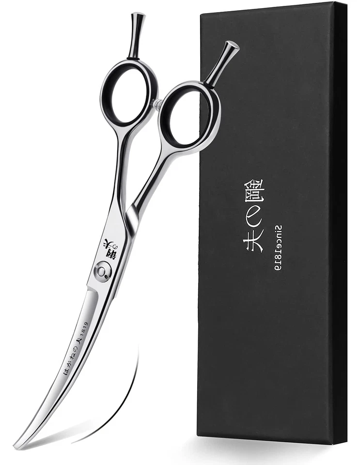 6" Hair Cutting Scissors Professional Curved Grooming for Steel  - Image 1 of 4