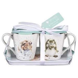 Royal Worcester Wrendale Designs Mug & Tray Set Hamster Rabbit Guinea Pig 3-Piec - Picture 1 of 2