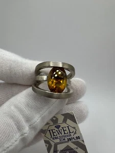 Anello donna argento sterling 925 massiccio grande inserto 14,62 g sultanite misura 8,5 - Foto 1 di 11