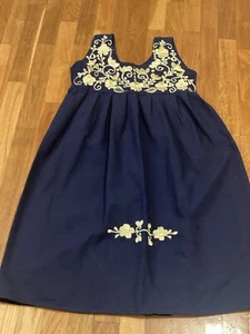 Navy blue short sleeve dress, stitched with gold size 12 - Picture 1 of 5