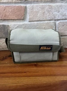 Olive Green Padded Nikon F Camera Gadget Bag Soft Case Shoulder Strap 11x7x6.5" - Picture 1 of 18