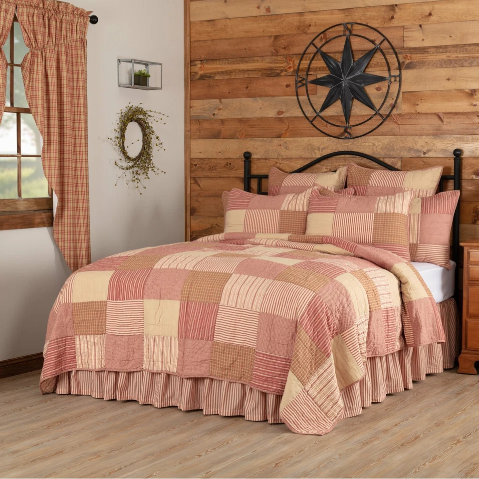 VHC Sawyer Mill Red California King Quilt 130x115