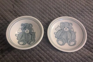Pair of Signed Ward Studio Pottery Teddy Bear 7" Bowl and 7.5" Plate - Picture 1 of 14
