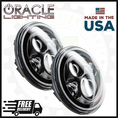 Oracle 7in High Powered LED Headlights No Halo | Fits 2007-2018 Jeep Wrangler JK - Image 1 of 4