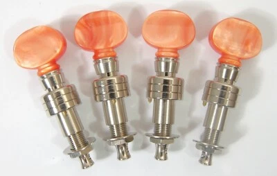 4 string banjo tuning pegs, Nickel plated, Acrylic Red-Orange button, 328N-BR-4P - Image 1 of 3