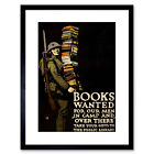 Ad War Wwi Ww1 Book Soldier Rifle Gun Library Framed Art Print 9X7 Inch