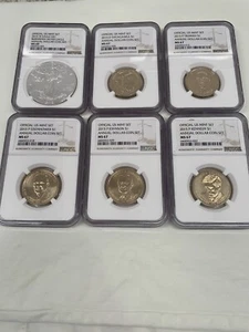 2015 ANNUAL DOLLAR COIN SET MS69 SILVER EAGLE & MS67 SACAGAWEA, PRESIDENTS. - Picture 1 of 2