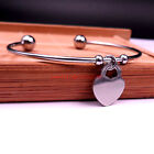 Ball End Open Cuff Bangle Stainless Steel Heart/ Fish/ Bone Charms Bracelet