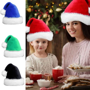 Santa Hat Kids Plush Fluffy Colored Christmas Hats Kids Adults Thickened famous - Picture 1 of 4