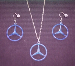 MERCEDES BENZ BLUE STAR LOGO... LADIES HOOP EARRINGS - Picture 1 of 5