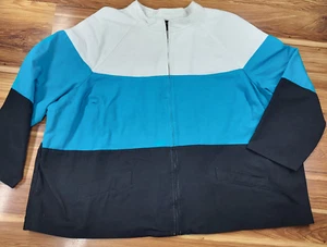 Maggie Barnes Color Block Jacket Plus Size 4X 30/32W Beach Retro Blue Lagenlook - Picture 1 of 10