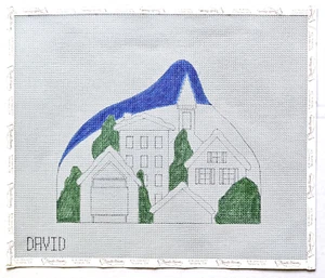 REASON FOR SEASON Winter Village Line-Drawn Needlepoint Canvas ~ David McCaskill - Picture 1 of 2