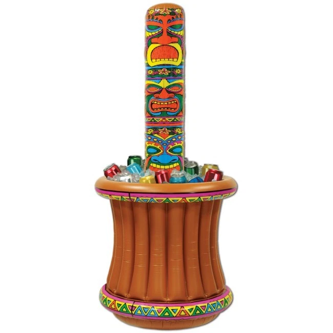 Enfriador inflable Luau Party Tiki Totem 27" x 62" tiene capacidad para 24 latas tropicales de 12 oz Foto 1 de 1