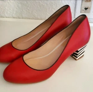 Red Block Heel With Zebra Print On The Heel - Picture 1 of 3