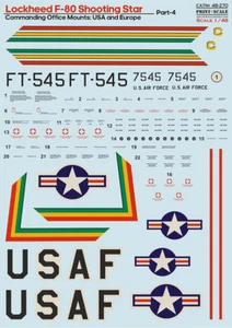 Lockheed F-80 Shooting Star Teil 4/48-270 1/48 Maßstab Aufkleber Druckwaage - Bild 1 von 2