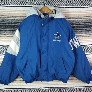 Vintage Dallas Cowboys Starter Puffer Jacket Mens Small 90s Full Zip Streetwear - Imagen 1 de 10