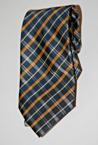 Milani Collezioni 100% Micro Fiber Blue Yellow Plaid Hand Made Necktie Tie - Picture 1 of 5