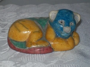 FENIX RAKU POTTERY LION CUB FIGURINE HAND MADE IN SOUTH AFRICA - Picture 1 of 3