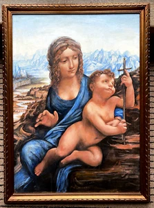 „La Madonna dei Fusi“ nach Leonardo da Vinci. Mit Rahmen: 56x76 cm. - Picture 1 of 7