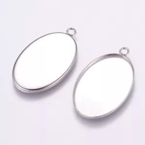 2pz castone ovale base cabochon acciaio inox interno 30x20mm bijoux - Foto 1 di 1