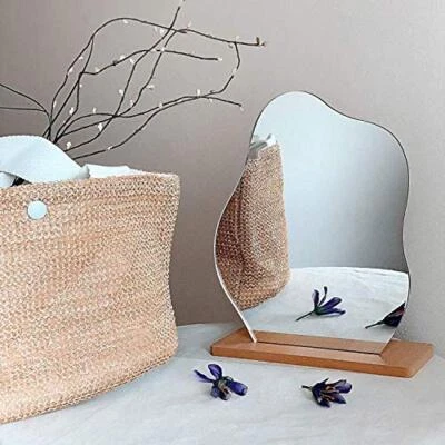 Espejo de maquillaje tocador acrílico para escritorio con soporte estético sin marco grasa de bebé Foto 1 de 4