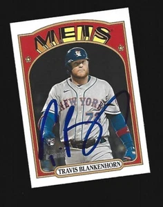 NEW YORK METS TRAVIS BLANKENHORN SIGNED 2021 TOPPS HERITAGE SP HIGH ROOKIE CARD - Picture 1 of 1