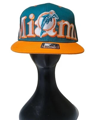 Miami Dolphins винтажный стартер шерсти бейсболки справа шляпа совершенно новый черный ярлык - Изображение 1 из 4