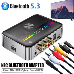 Bluetooth 5.3 Wireless Transmitter Receiver HiFi Audio Music Adapter AUX RCA NFC - Afbeelding 1 van 15