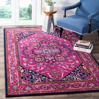 Colección Bellagio 6' x 9' Rosa/Azul Marino BLG541C Medallón Hecho a Mano Premium Wo... Foto 1 de 4