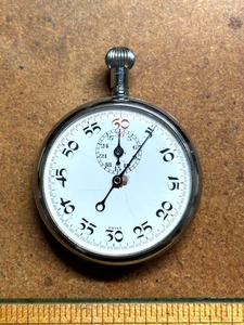 Vintage GALLET Swiss 7 jewel MECHANICAL STOPWATCH Porcelain dial parts repair - Picture 1 of 11