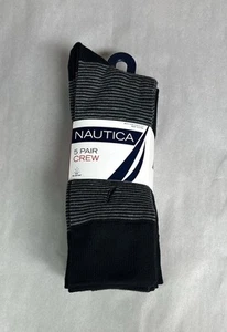 New Nautica Socks Men’s 5 Pair Black Crew Sock Business Casual Dress Active - Picture 1 of 13