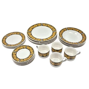 Vtg Sango Roma Black 20pc Complete Dinner Set Dishes Serves Four Stoneware - Picture 1 of 15