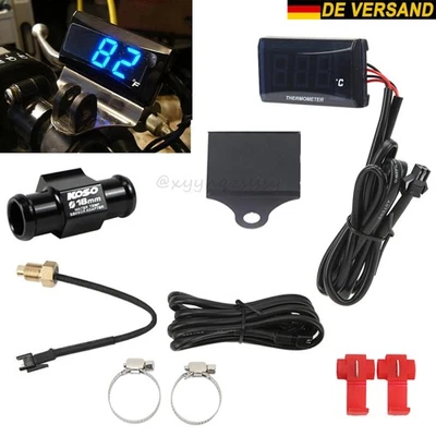 DC 12V Motorrad Thermometer Digital Blau LED Wassertemperaturanzeige Sensor Neu - Bild 1 von 4