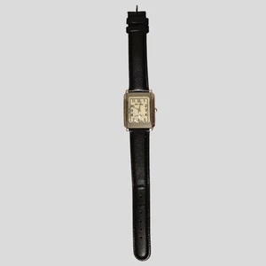 Reloj Hombre Paul Jardín Cara Rectangular Correa Cuero Negro Necesita Batería  - Imagen 1 de 7