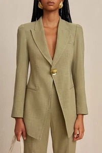 Blazer con risvolto Cult Gaia Wanye Tea One Button Peak taglia 2 nuovo con etichette $698 NUOVO - Foto 1 di 17