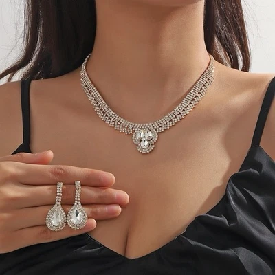 Juego de collar y pendientes pulsera de boda de cristal Swarovski para novia Foto 1 de 4