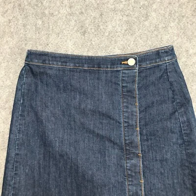 Ann Taylor Loft Skirt Womens Size 4 Short Straight Denim Jean Front Button - Image 1 of 4