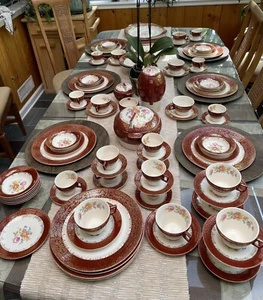 Meissen Rose Red Limoges piatto pane cena dessert piatto caffettiera ciotola tazze - Foto 1 di 33