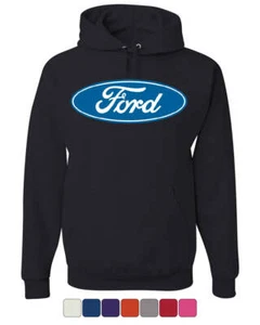 Licensed Ford Logo Hoodie Truck Mustang F150 Muscle Car Sweatshirt - Picture 1 of 9