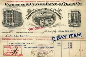 1890 Billhead E G FISH Kansas City Missouri CAMPBELL & POSATE VERNICE & VETRO - Foto 1 di 1
