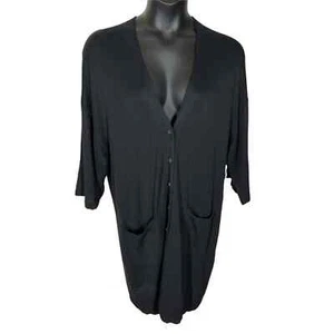 Elizabeth & James Loose Knit Button Down Cardigan Sweater Dull Black XXL NWT - Picture 1 of 8