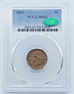 1862 Indian Head 1c Cent PCGS & CAC MS62 - U1069 - Picture 1 of 5