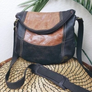 The Sak Leather Crossbody Purse Bag Metallic Two Toned Colorblock - Picture 1 of 13