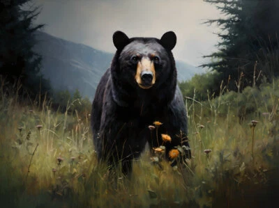 Artwork Nature Black Bear Canvas Art -Home Decor Wall Art Print Poster Painting - Image 1 of 4